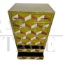 Tallboy dresser with optical colored glass tiles