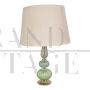 Green Murano glass table lamp with fabric lampshade