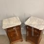 Pair of Tuscan Louis Philippe bedside tables with marble top, 1870