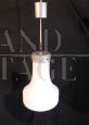 Pair of vintage pendant lights in opaline white glass, 1960s