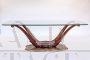 Art Deco table in mahogany with glass top