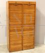 Oak double roller shutter office filing cabinet