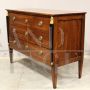 Antique Directoire chest of drawers in walnut with gilded bronze figures, Italy 18th century