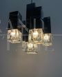 Vintage chandelier attributed to Sciolari with 5 cube lights, 1970s