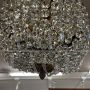 Large antique hot air balloon chandelier from the late 19th century with crystal drops