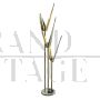 Pair of floor lamps with polished brass leaves