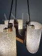 Scandinavian design chandelier from the 70s in glass and teak