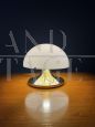 1970s mushroom table lamp in white plexiglass and brass