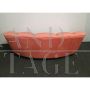 Vintage curved sofa in pink velvet in Gio Ponti style