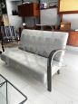 1940s art deco sofa in gray cotton with round armrests