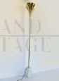 Vintage 70s floor lamp in brass and white marble