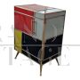 Pair of bedside tables in wood and glass in four colours