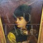 Antique oil painting on canvas with Falconer, in a gold leaf frame         