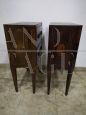 Pair of antique Louis XVI bedside tables, with landscape inlay on the top