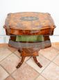 Antique Victorian briar walnut sewing table, 19th century England