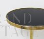 70s bistro side tables in brass with black glass top