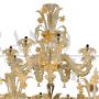 Rezzonico chandelier in Murano glass worked with 24 carat gold leaf