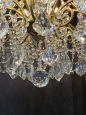 Florentine style chandelier in gilded iron and crystal