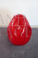 1970s vase in red layered Murano glass, with modern shapes