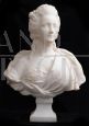 Antique bust sculpture of Marie Antoinette in statuary white marble