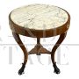 Pair of French antique style coffee tables with marble top, late 1900s