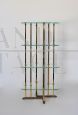 Vintage étagère whatnot bookcase in brass and glass