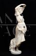 Antique French Napoleon III sculpture in alabaster depicting a woman with flowers