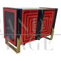 2-door sideboard in red and black glass with optical effect