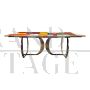 Golden design table with colored Murano glass top