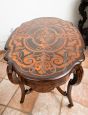 Napoleon III table with inlays in silver and precious exotic woods, 19th century