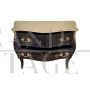 Baroque style dresser in black lacquered wood with golden top