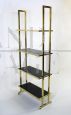 Mid-century modern design bookcase in brass and black glass, 1970s