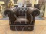 Vintage Chesterfield armchair in brown leather