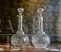 Pair of vintage glass wine bottles