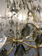 Large vintage Murano glass chandelier with crystal drops, 1950s