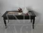 Vintage coffee table with openable showcase top