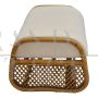 Pair of bamboo and rattan pouf ottomans benches