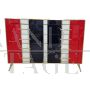 Dresser with 4 drawers in red, white and black colored glass