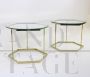 Hexagonal design coffee table in brass with glass top, 1970s      