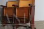 Pair of 1950s wooden folding cinema armchairs