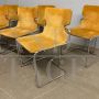 Set of six Willy Rizzo chairs in metal and brown alcantara, 1970s