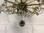 Large vintage Murano glass chandelier with crystal drops, 1950s