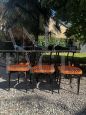 Set of six Ico Parisi chairs in black stained wood with padded seat, Italy 1950s                            