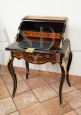 Antique French Napoleon III drop front ladies desk in precious exotic woods