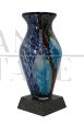 Polychrome glass vase with marble base