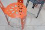 Set of 6 postmodern Artifort chairs in perforated and colored metal