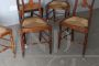 Set of six antique Tuscan country chairs in walnut and straw