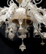 Large and sumptuous chandelier in transparent and gold Murano glass