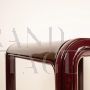 Orsay 54A table by Gae Aulenti for Knoll with glass top, burgundy color