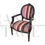 Antique style medallion armchair with multi-coloured fabric